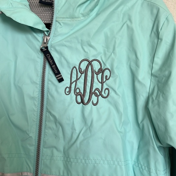 Women's Teal Embroidered ADL Monogrammed Rain Jacket - Charles River Apparel - Picture 3 of 11